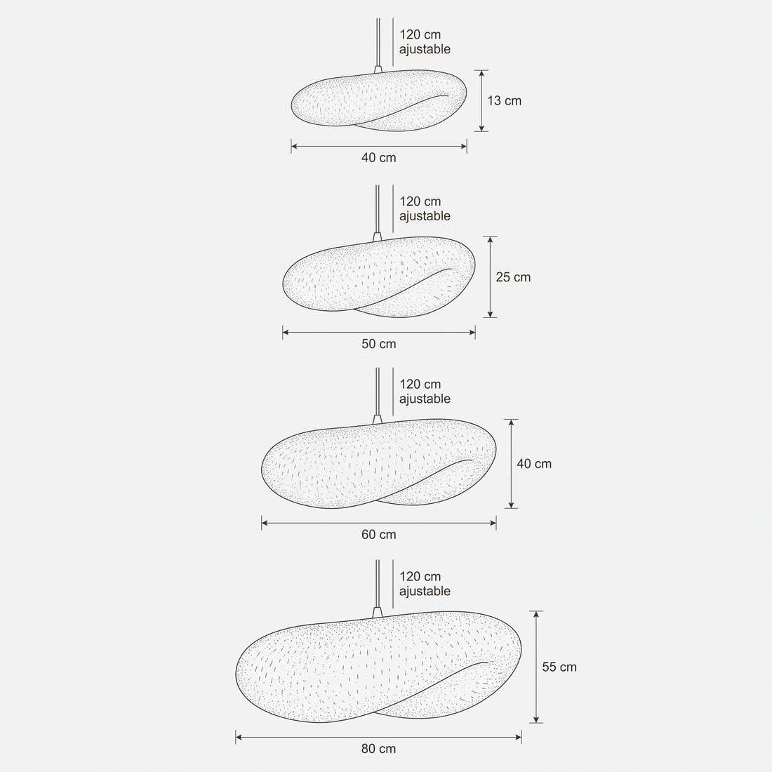 Dimensions de Suspension en Bambou Organique Design