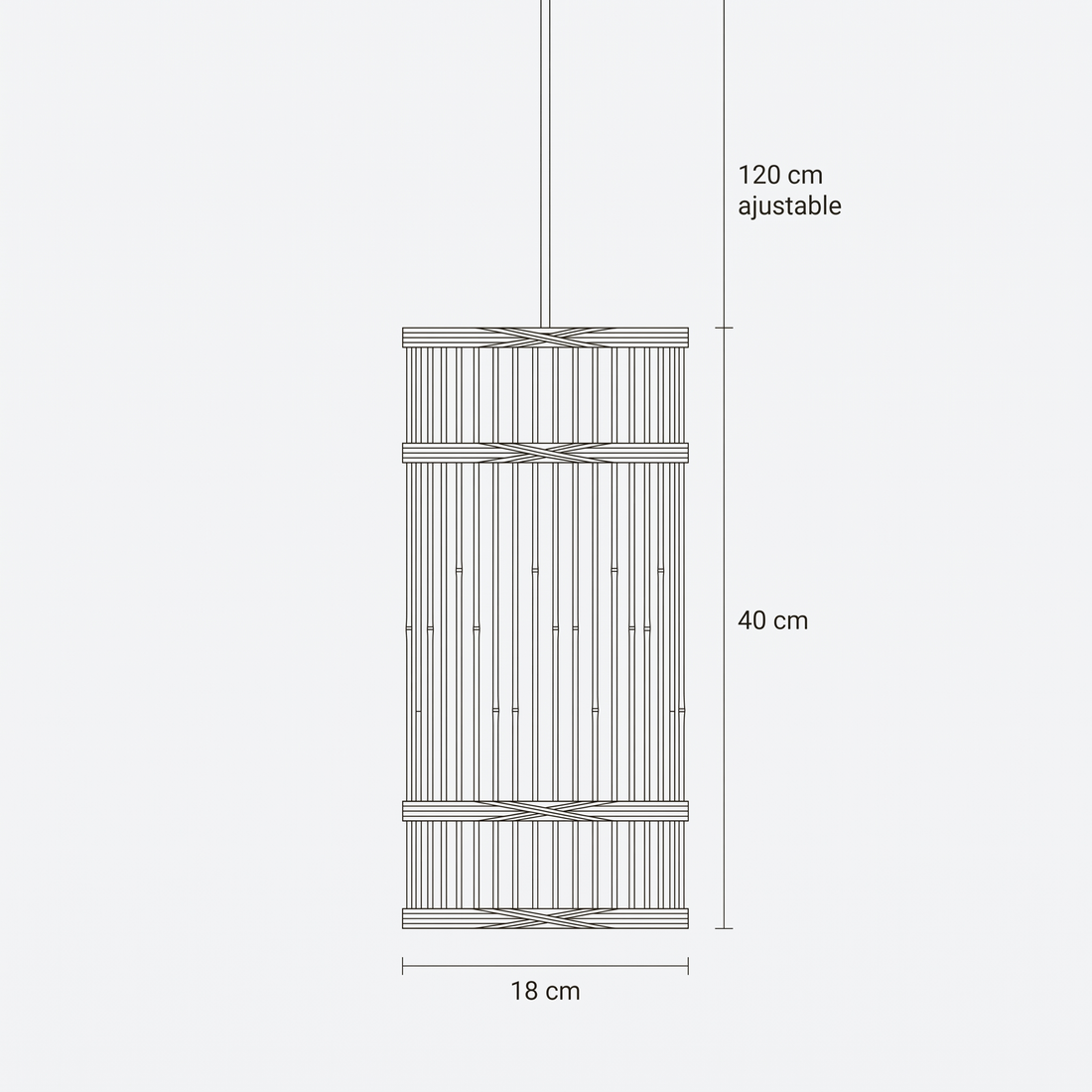 Dimensions de Suspension en Rotin Bambou Lanterne