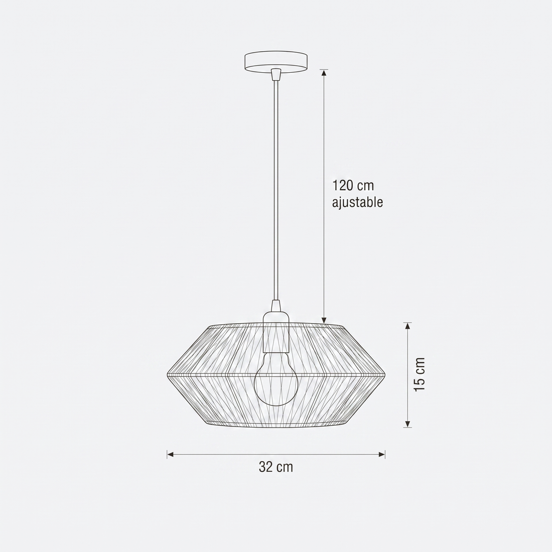 Dimensions de Suspension en Rotin Forme Losange Ajourée