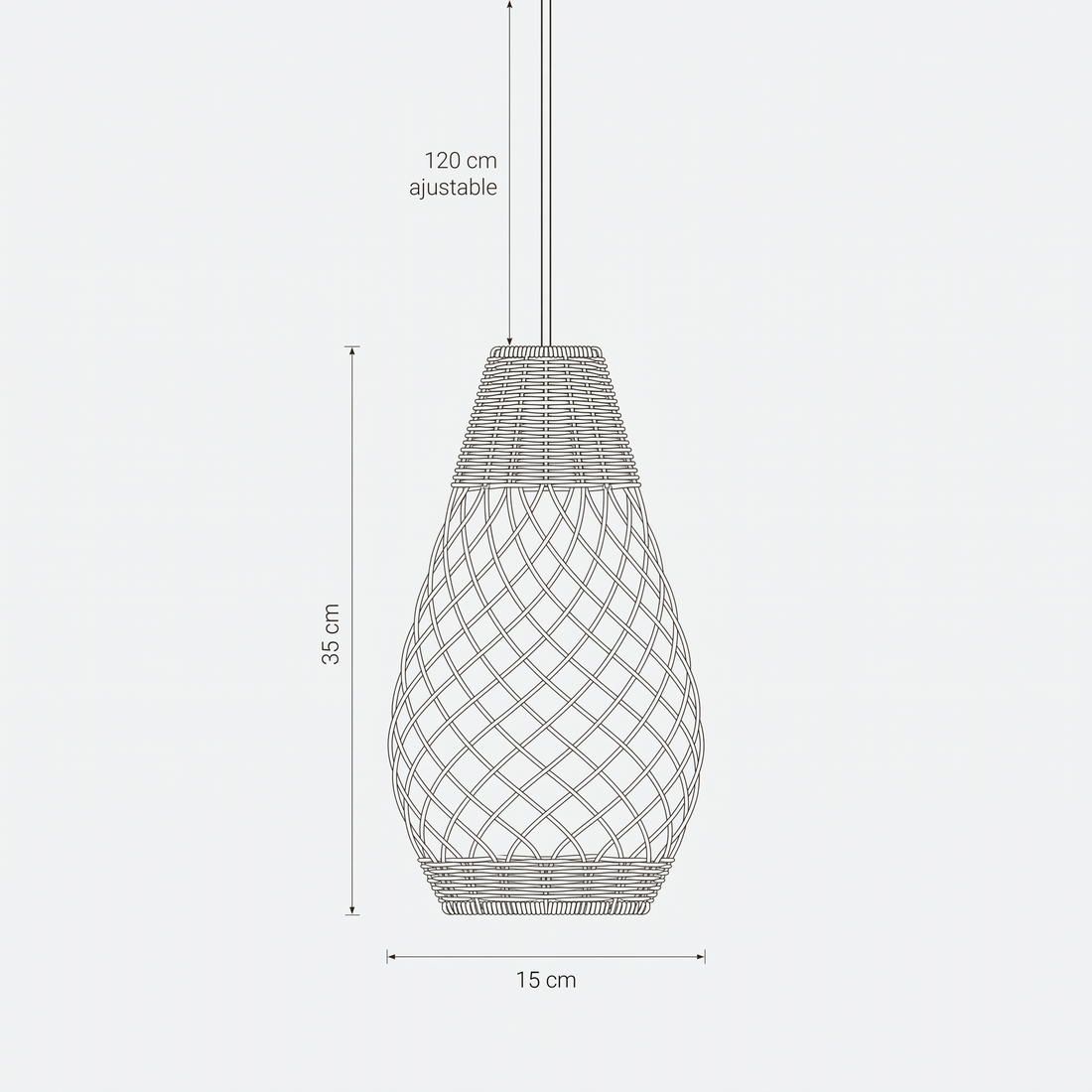 Dimensions de Suspension en Rotin Poire