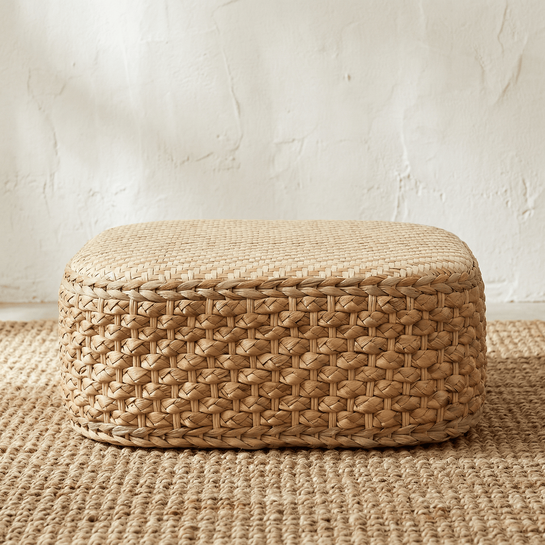Pouf Rotin Carré Bas