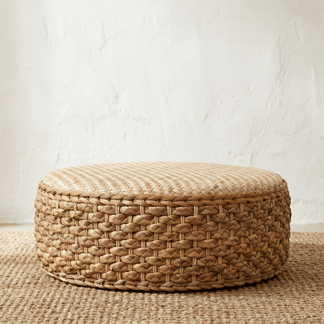 Pouf Rotin Rond Bas