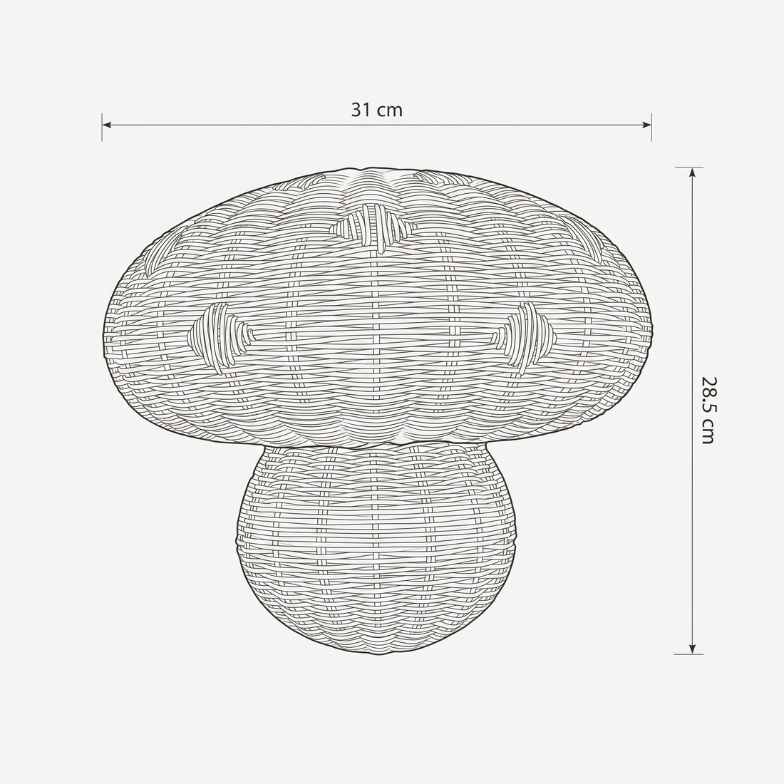 Dimensions de Applique Murale en Rotin Champignon pour Chambre Enfant