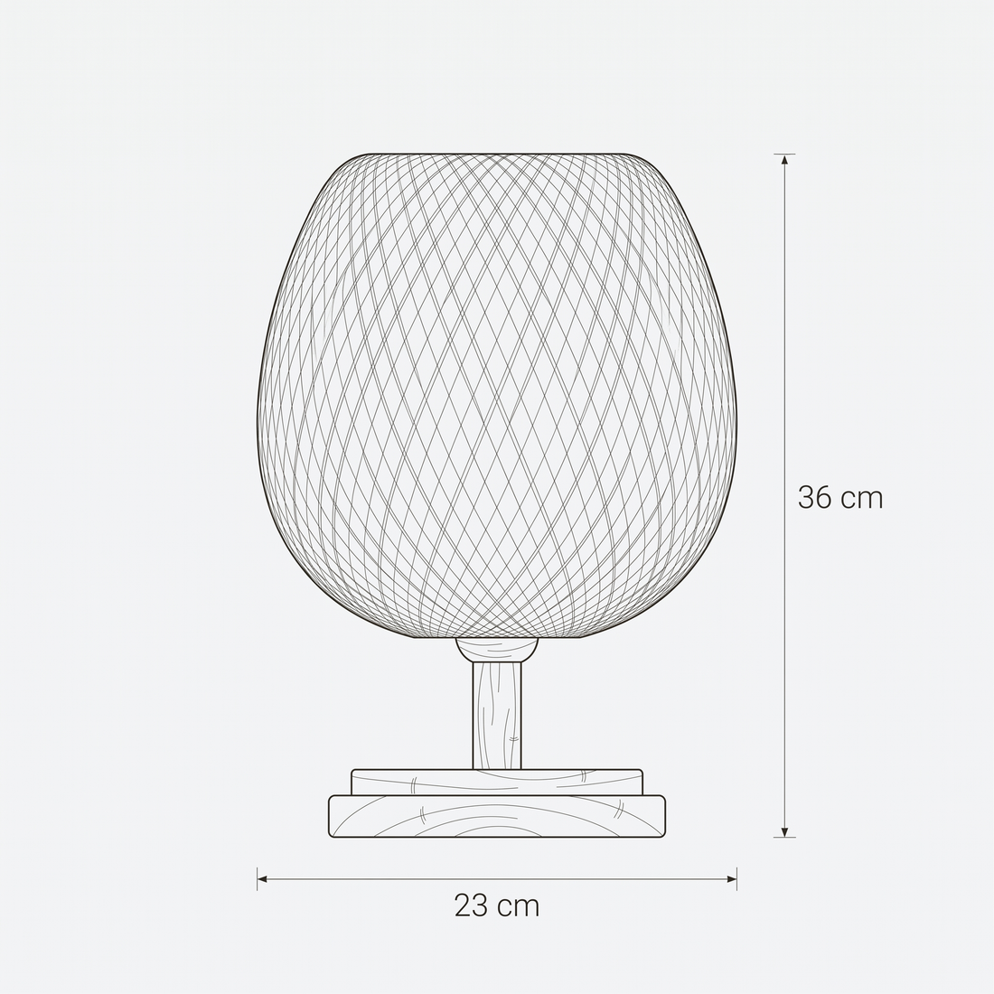 Dimensions de Lampe à Poser Bambou Ovoïde Compacte Ajourée