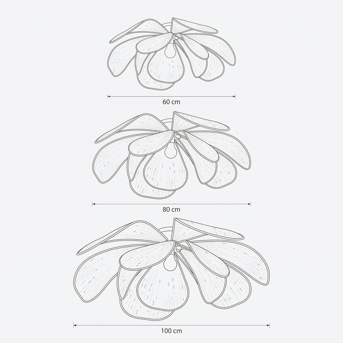 Dimensions de Plafonnier en Rotin Fleur