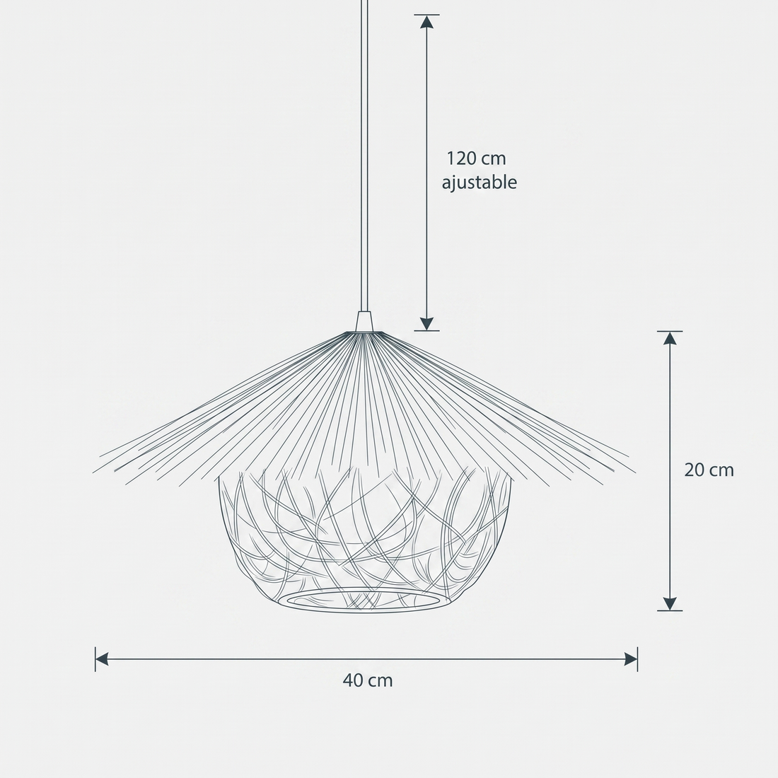 Dimensions de Suspension Rotin Noir Capeline Sauvage