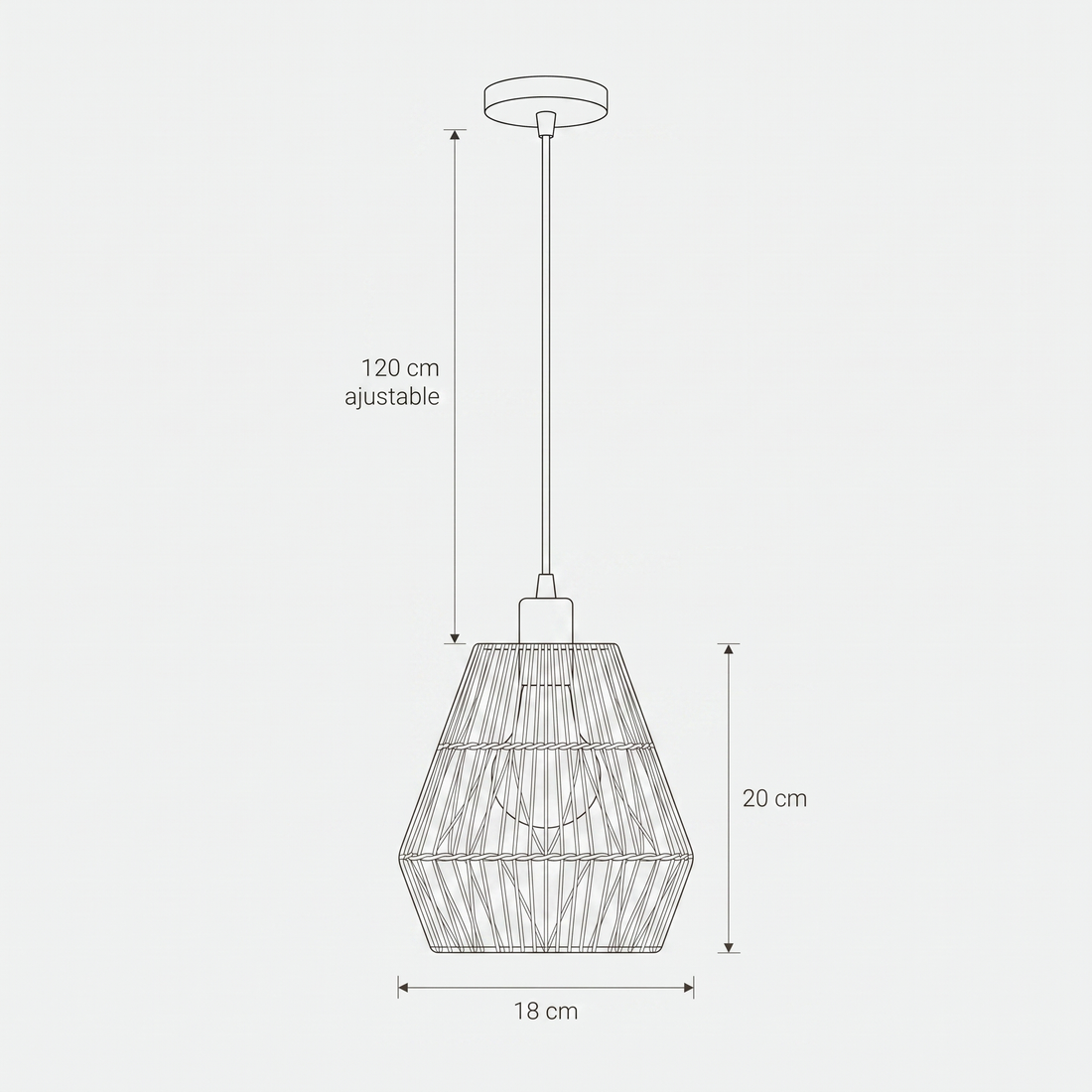 Dimensions de Suspension en Rotin Facettée Verticale