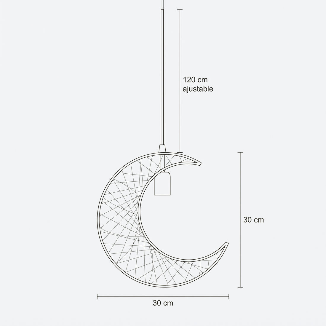 Dimensions de Suspension en Rotin Lune