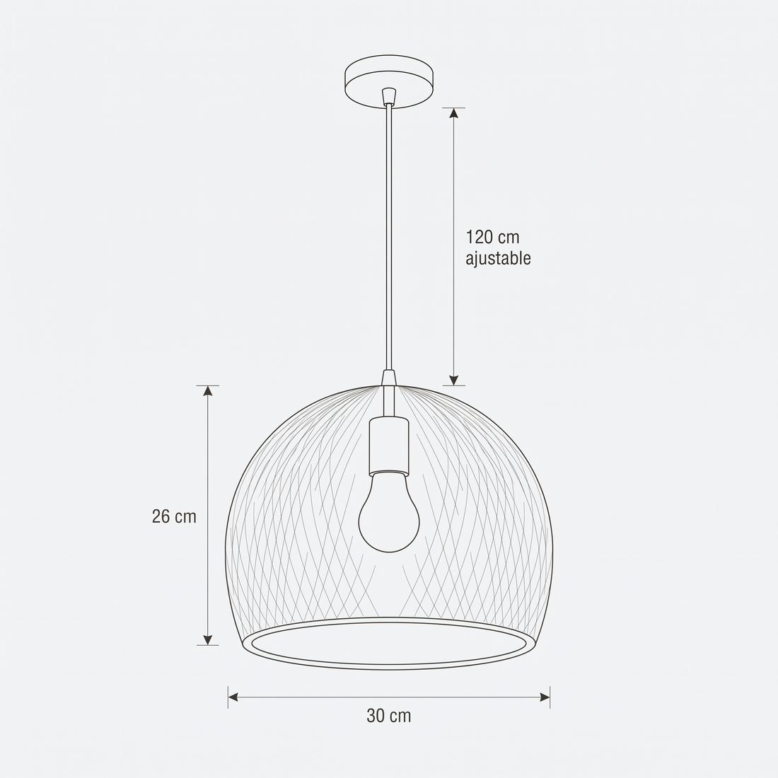 Dimensions de Suspension en Rotin Naturel Dôme Bohème