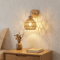 Applique Murale Rotin Blanc Demi-Dôme 180°