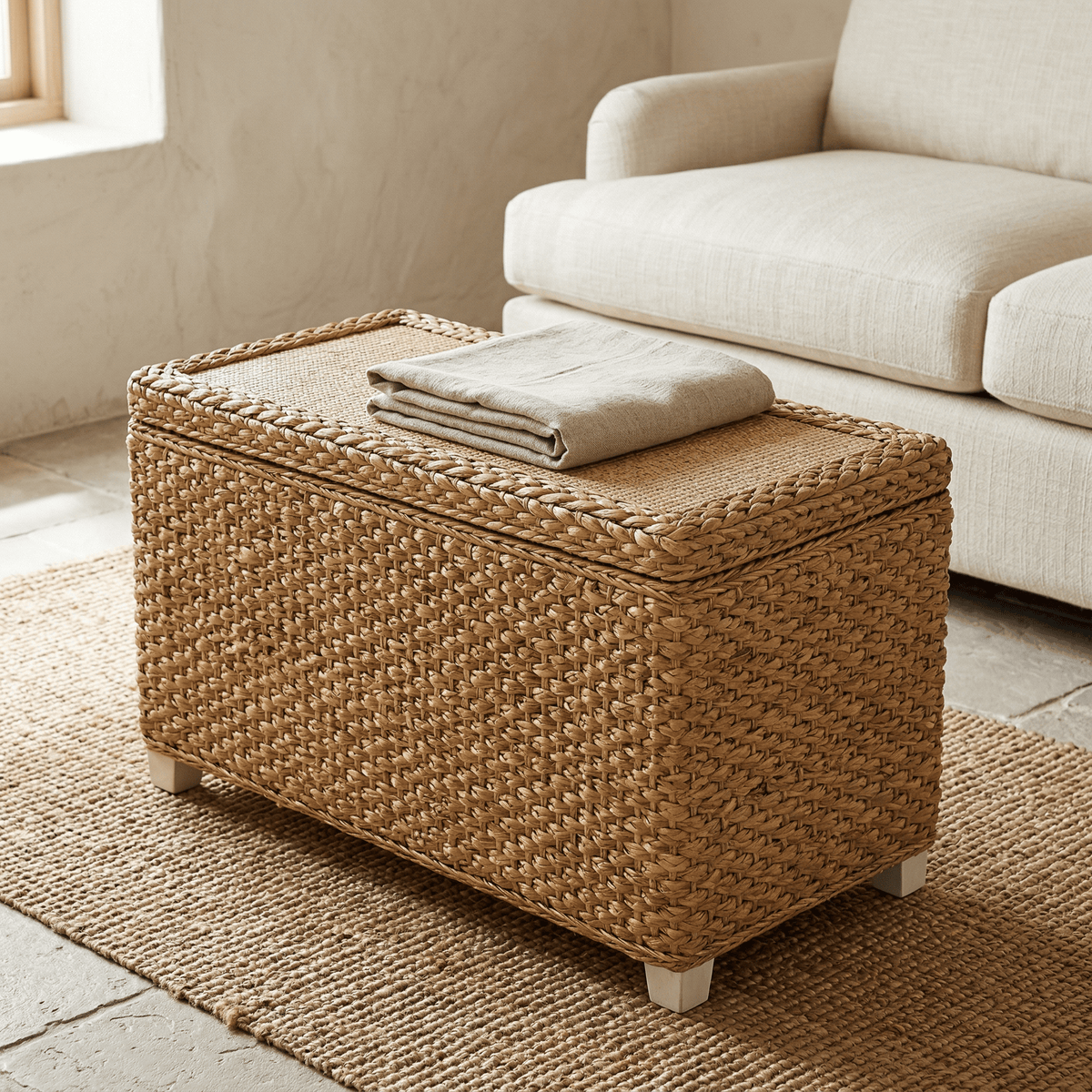 Banc Coffre Rotin Rectangulaire