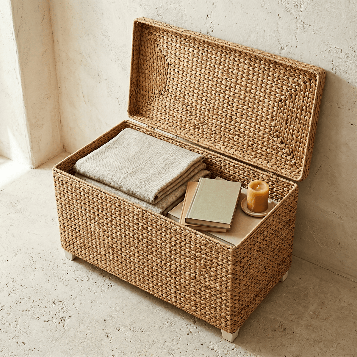 Banc Coffre Rotin Rectangulaire