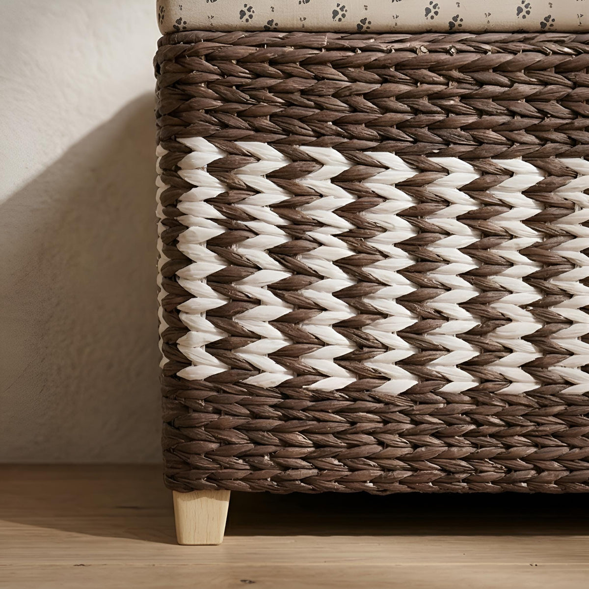 Banc Coffre Rotin Rectangulaire avec Assise Rembourrée