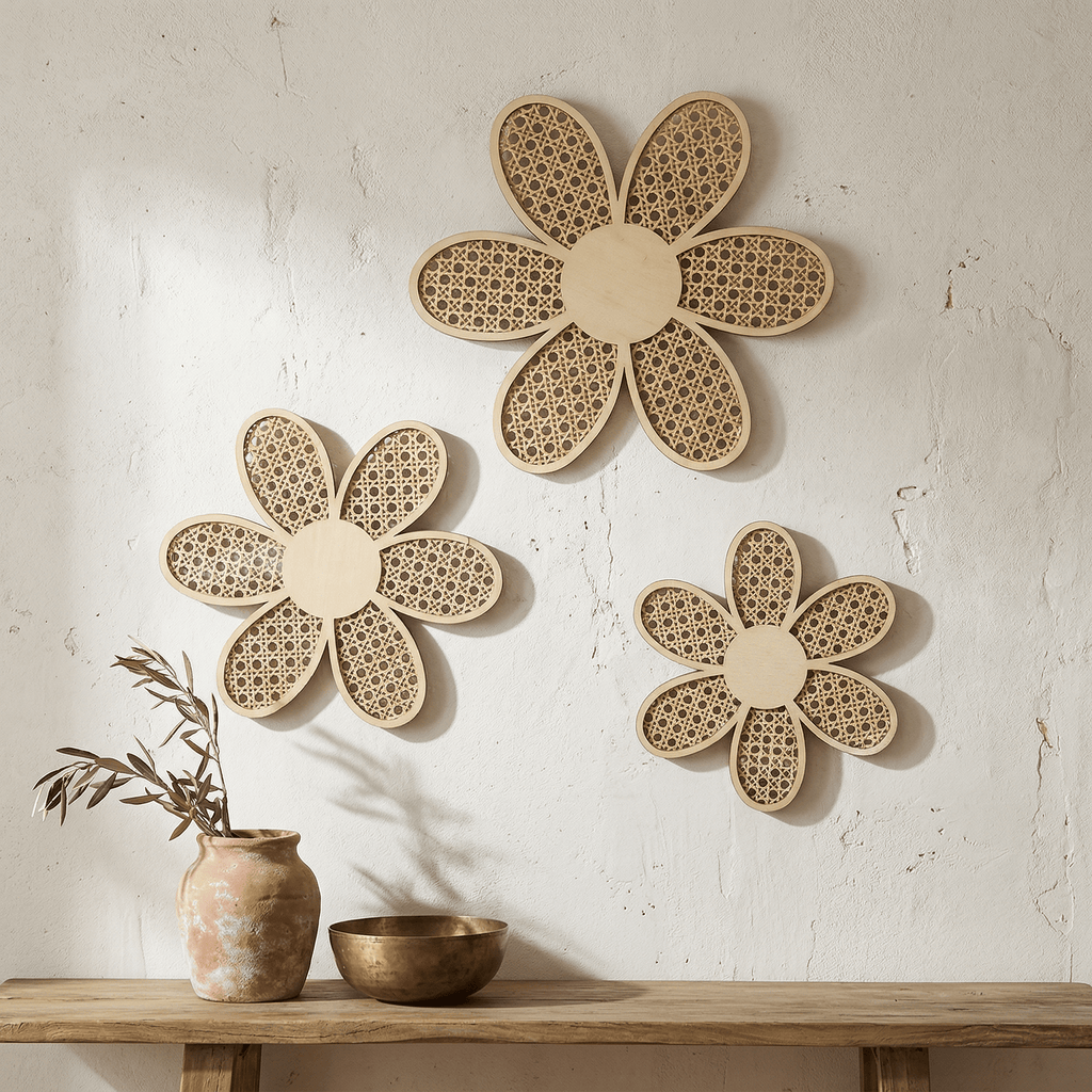 Décoration Murale en Rotin Fleurs