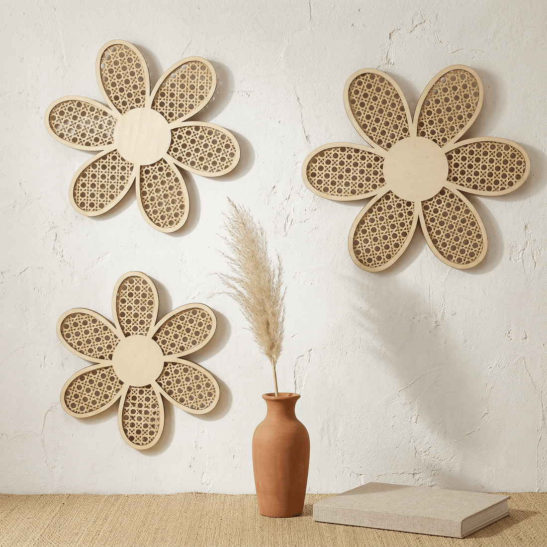 Décoration Murale en Rotin Fleurs