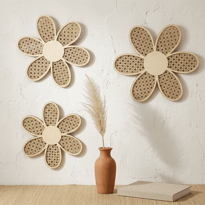 Décoration Murale en Rotin Fleurs