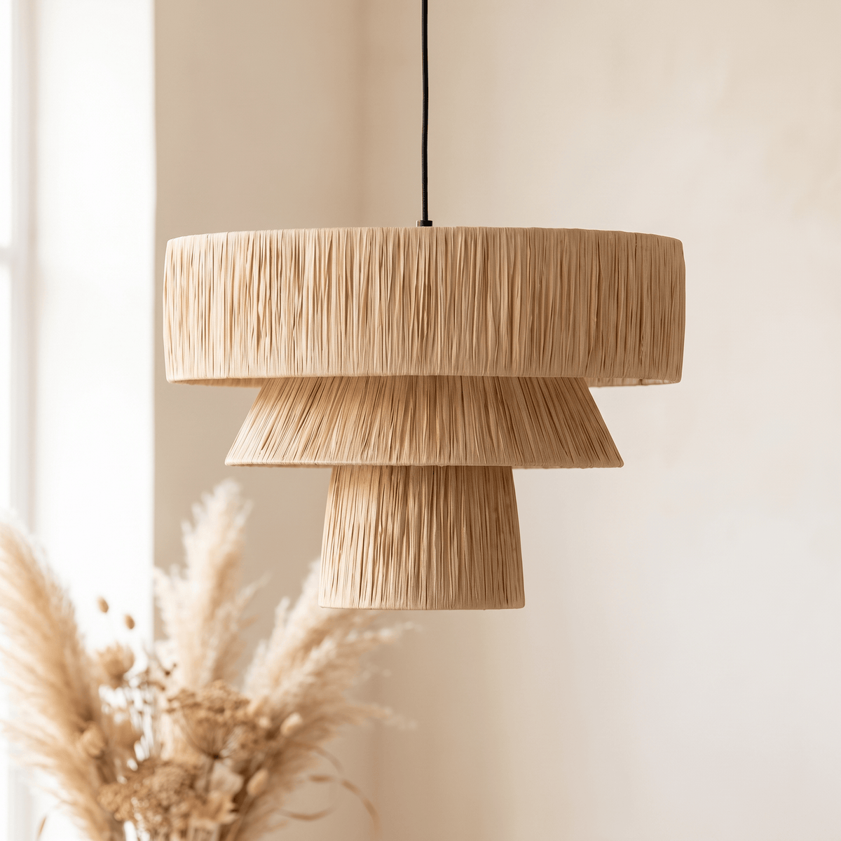 Grande Suspension en Rotin Champignon Architecturale