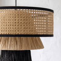 Grande Suspension en Rotin Noir Champignon Architecturale