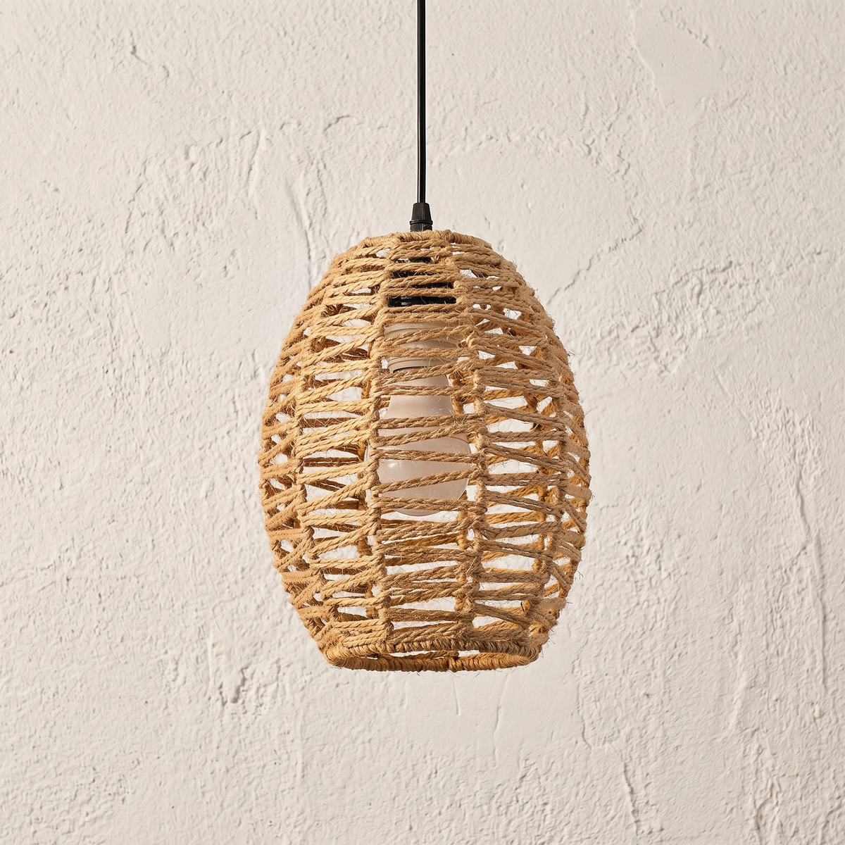 Suspension en Rotin Lanterne Arrondi