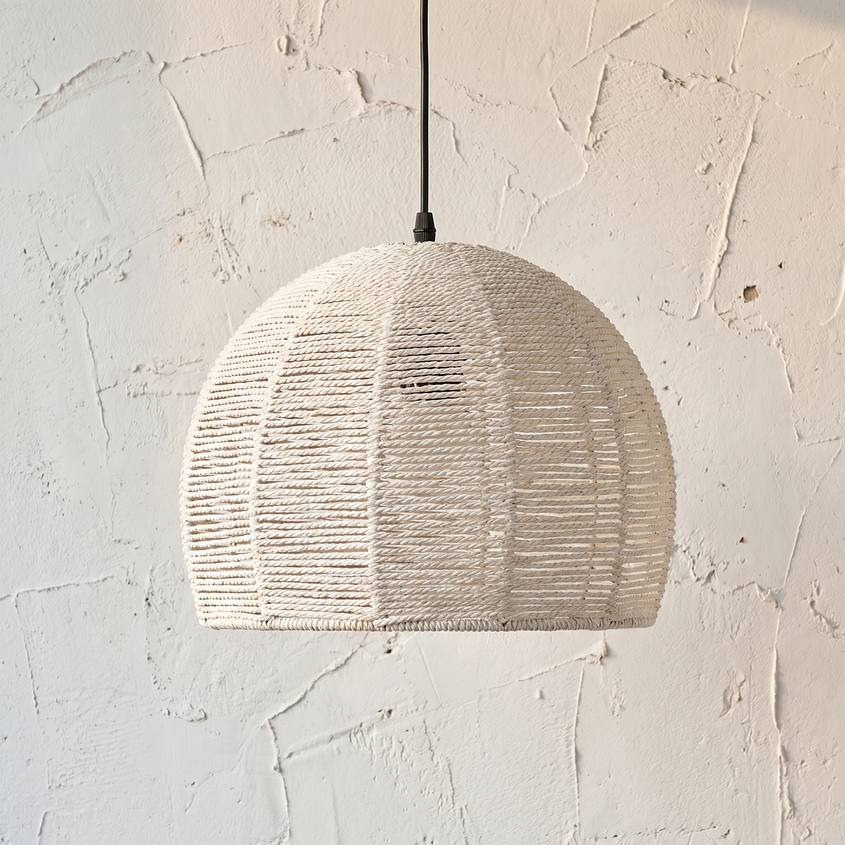 Suspension en Rotin Blanc Naturel Dôme Bohème