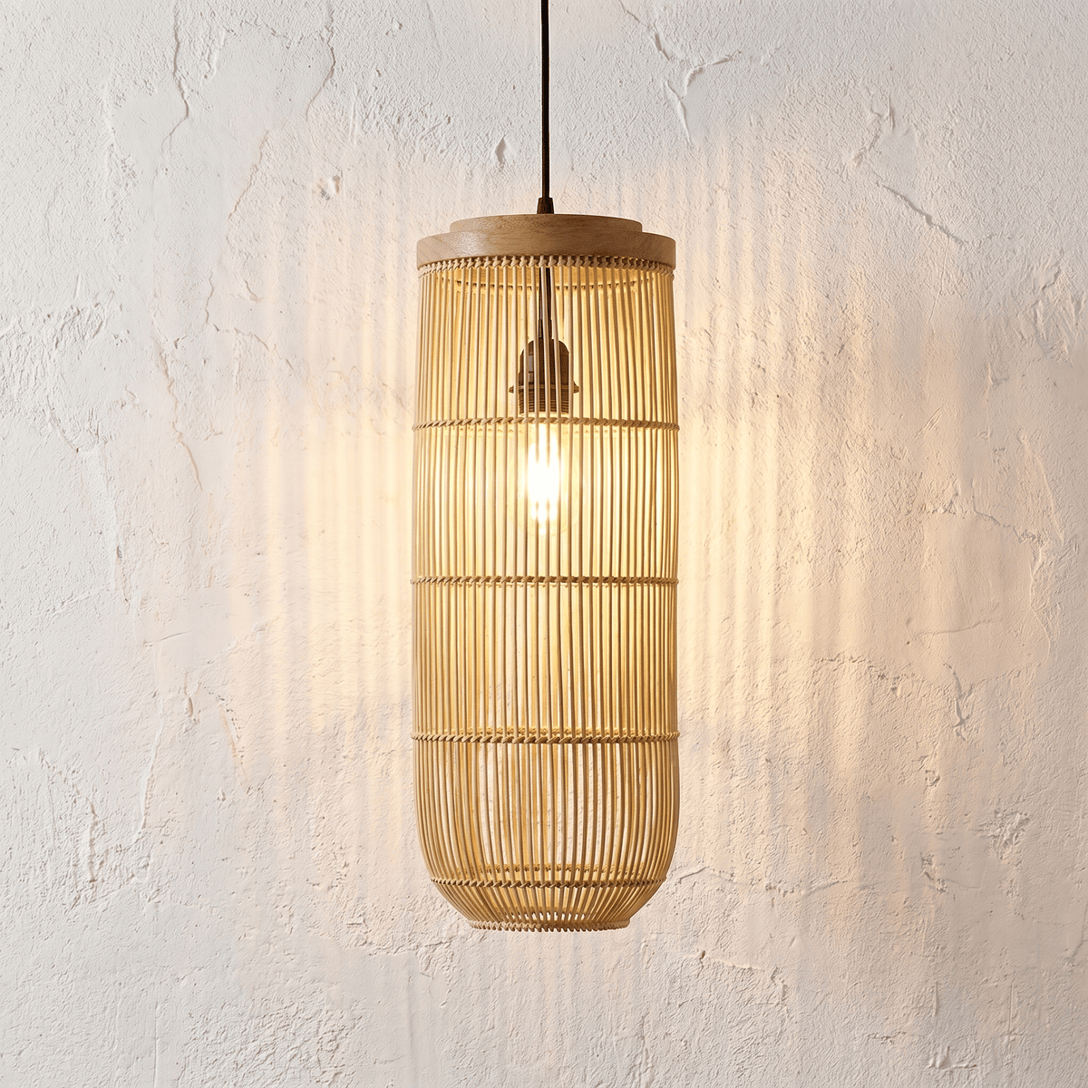 Suspension en Rotin Lanterne Verticale