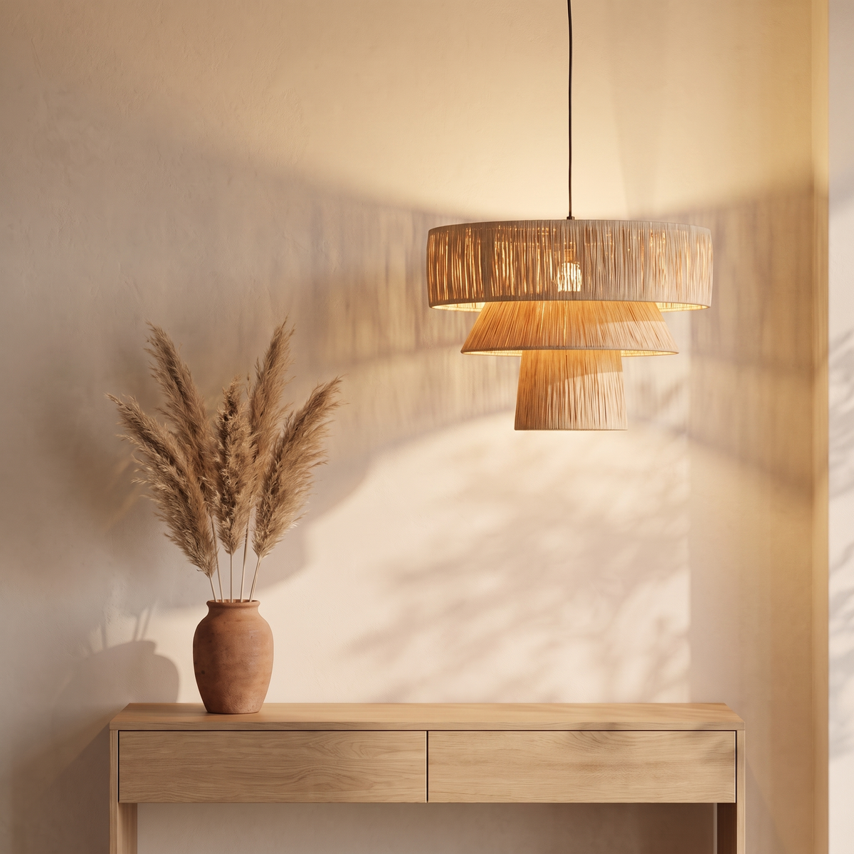 Grande Suspension en Rotin Champignon Architecturale