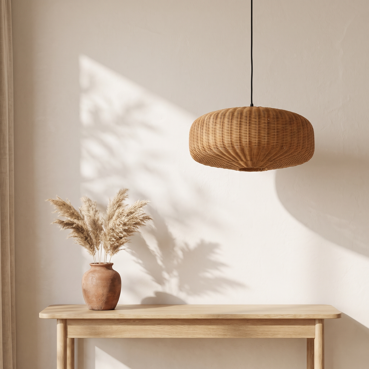 Suspension en Rotin Tambour Arrondi