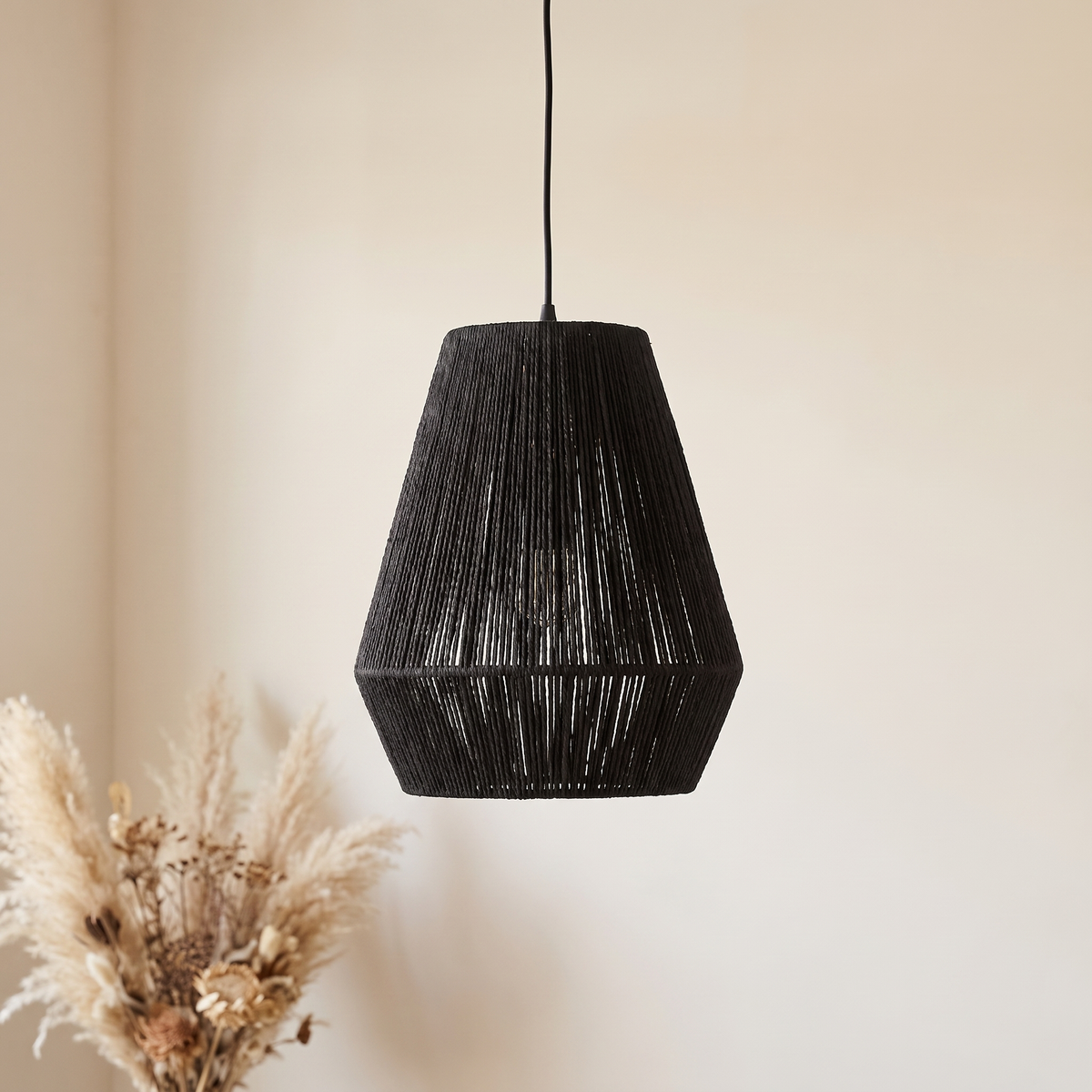 Suspension en Rotin Noir Petite Cloche