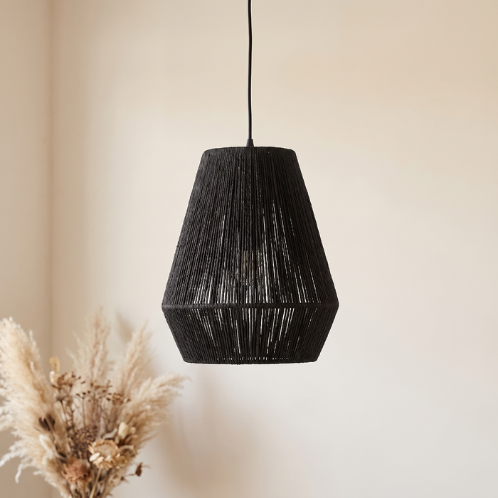 Suspension en Rotin Noir Petite Cloche