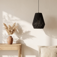 Suspension en Rotin Noir Petite Cloche
