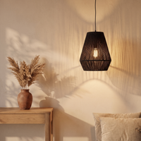 Suspension en Rotin Noir Petite Cloche