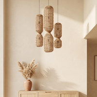 Lustre en Rotin Sablier 3 Têtes