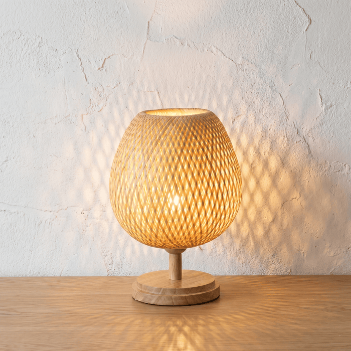 Lampe à Poser Bambou Ovoïde Compacte Ajourée