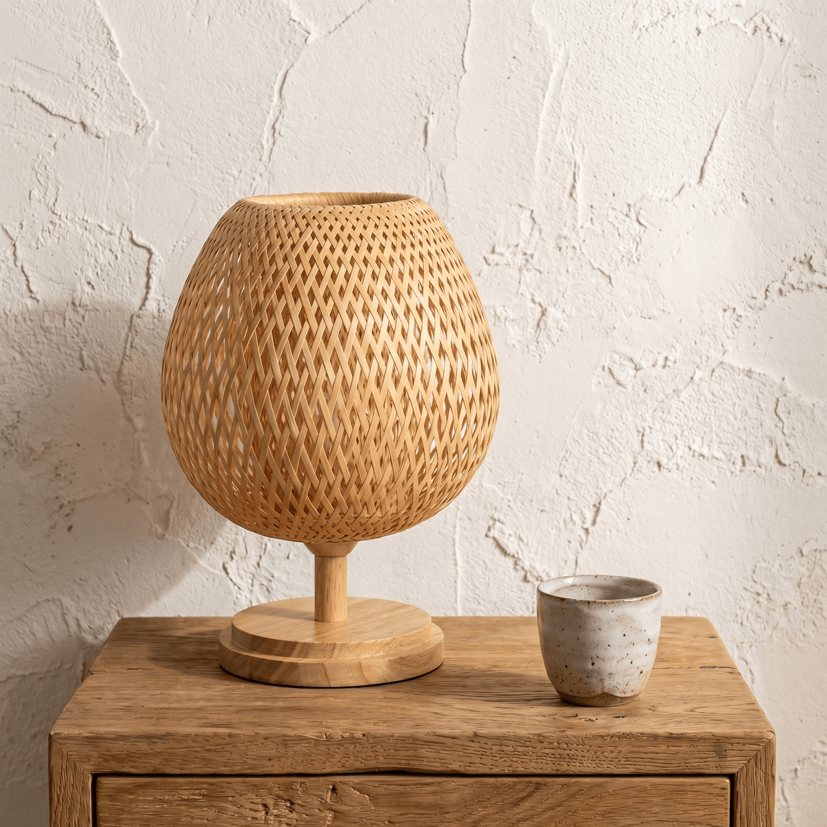 Lampe à Poser Bambou Ovoïde Compacte Ajourée