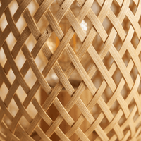 Lampe à Poser Bambou Ovoïde Tressée avec Base Bois