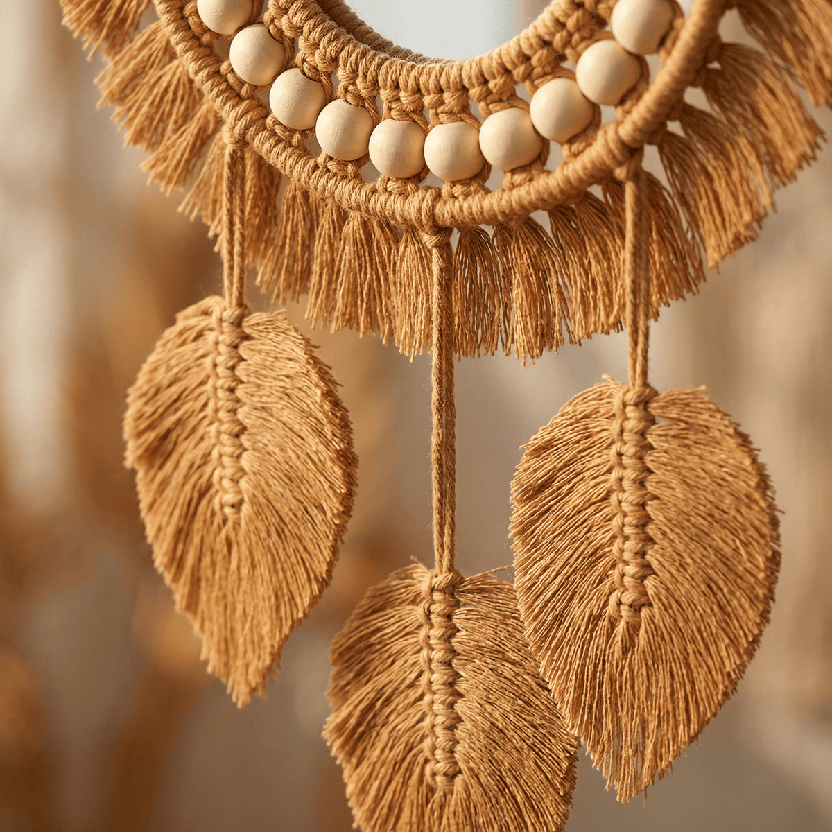 Miroir Bohème Rond Attrape-Rêve Macramé