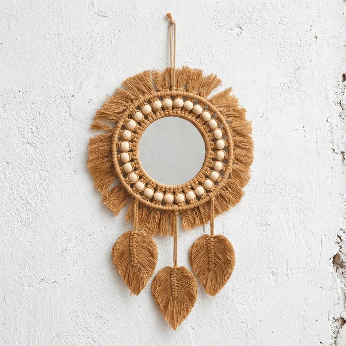 Miroir Bohème Rond Attrape-Rêve Macramé