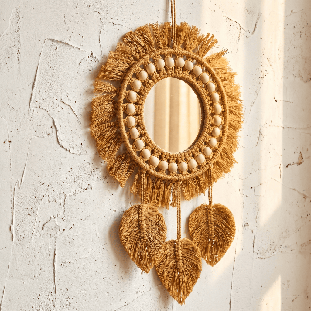 Miroir Bohème Rond Attrape-Rêve Macramé