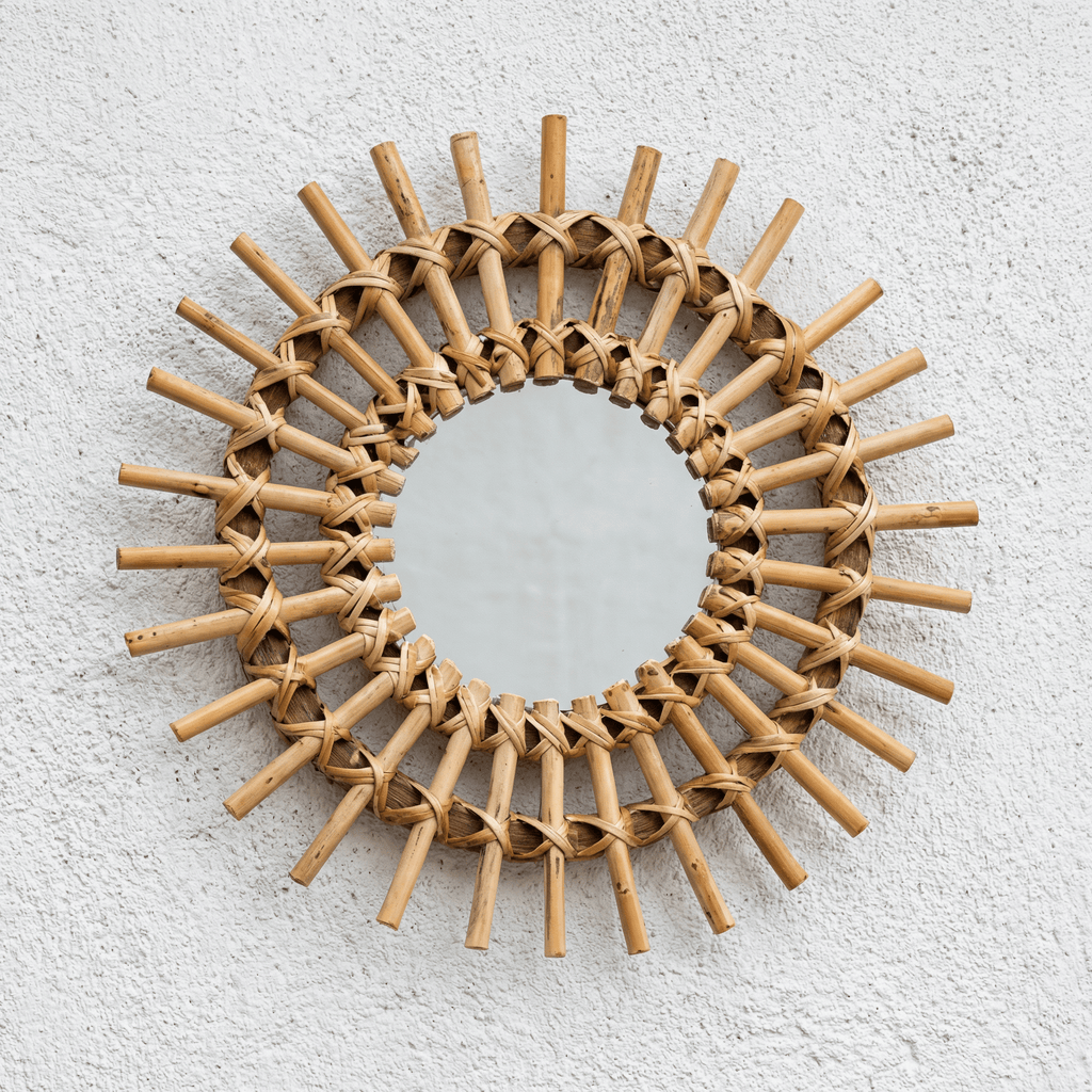 Miroir Mural Rotin Soleil Baguettes