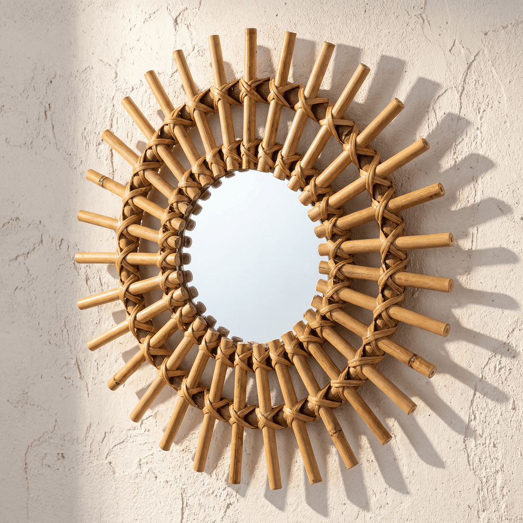 Miroir Mural Rotin Soleil Baguettes