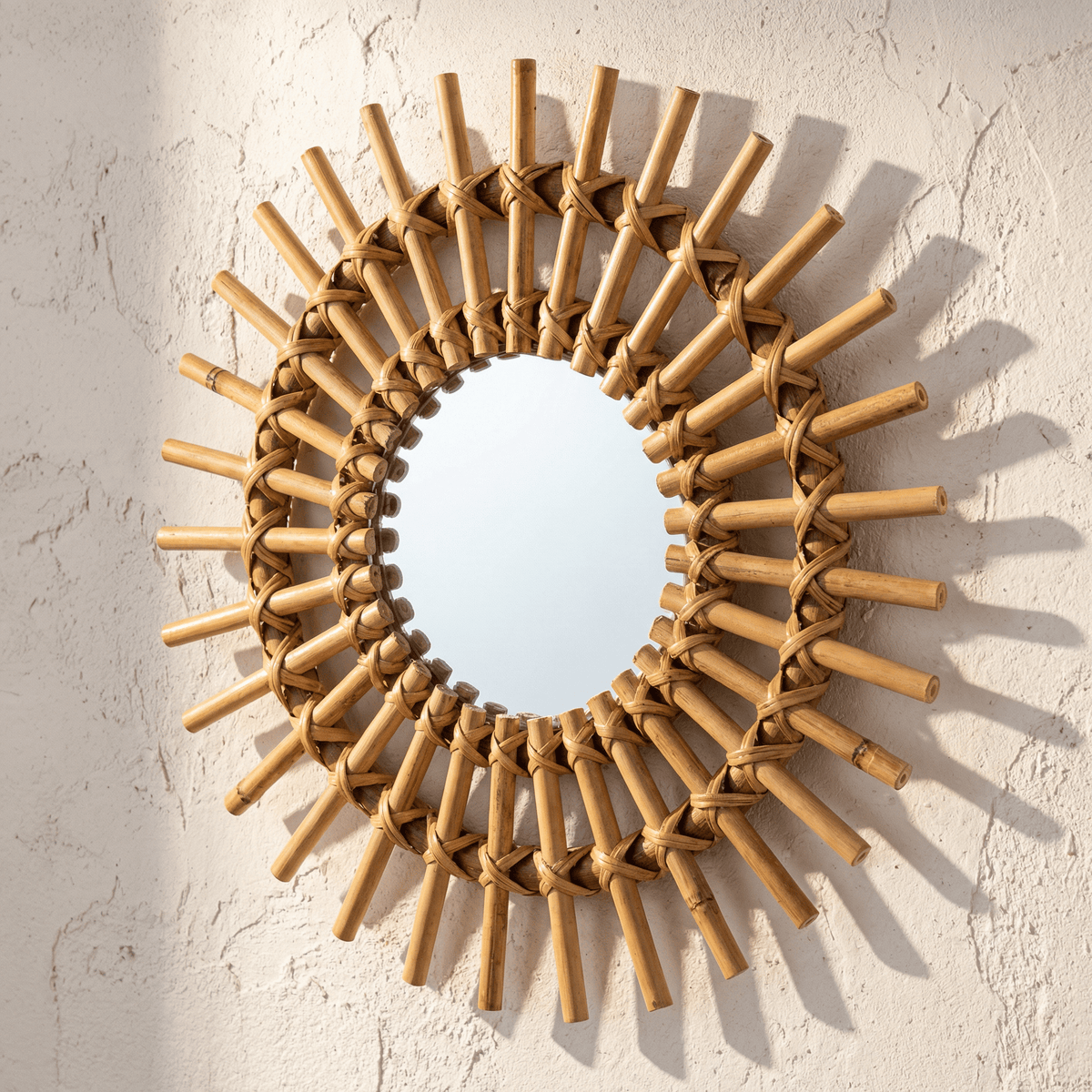 Miroir Mural Rotin Soleil Baguettes