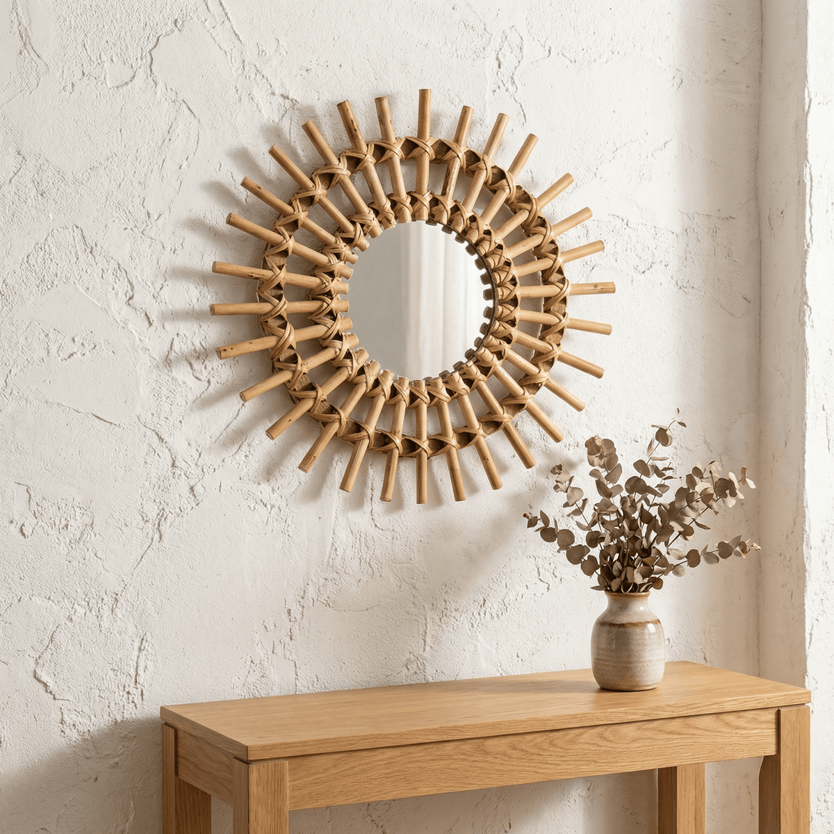 Miroir Mural Rotin Soleil Baguettes