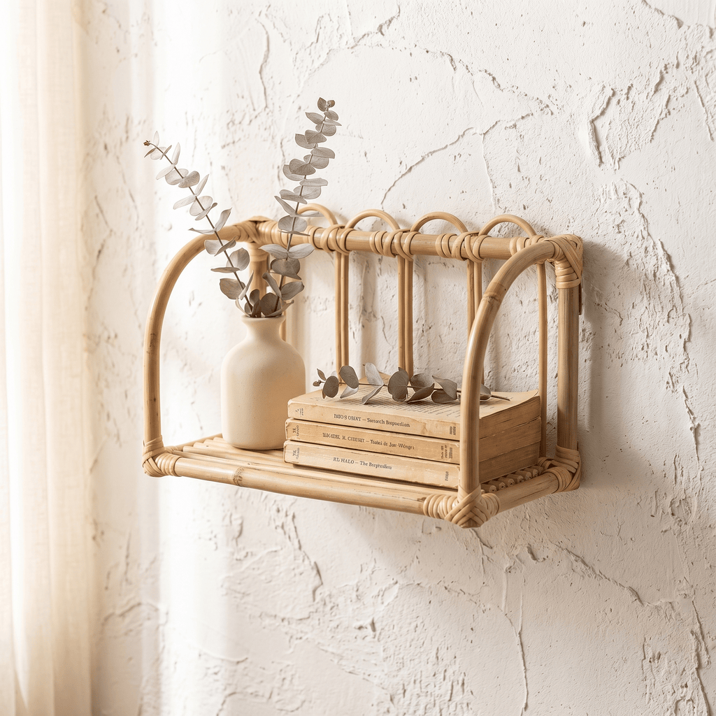 Petite Étagère Murale Rotin Rectangulaire