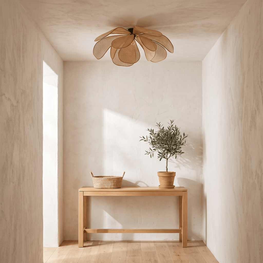 Plafonnier en Rotin Fleur