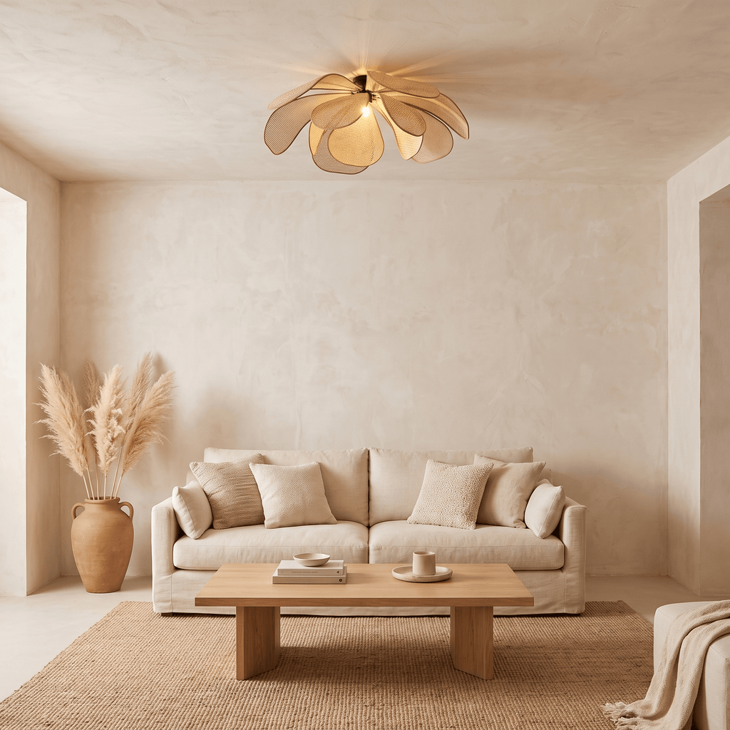 Plafonnier en Rotin Fleur