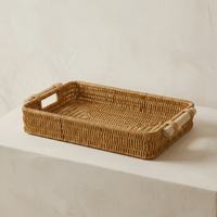 Plateau Rotin Rectangulaire Profond