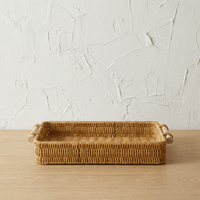 Plateau Rotin Rectangulaire Profond