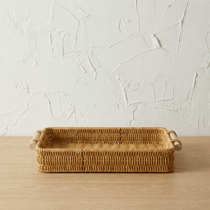 Plateau Rotin Rectangulaire Profond