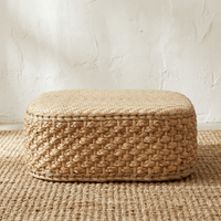 Pouf Rotin Carré Bas