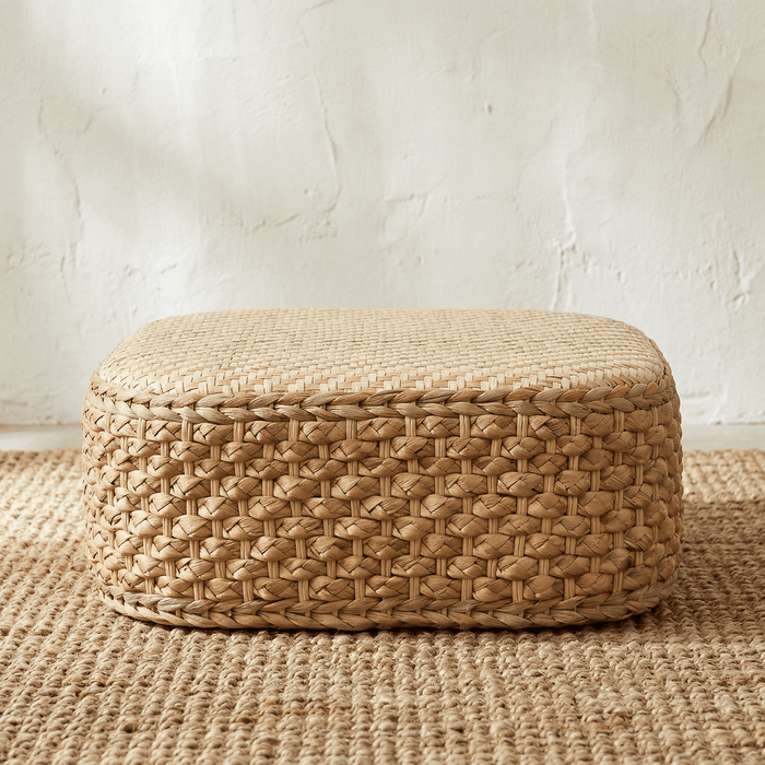 Pouf Rotin Carré Bas